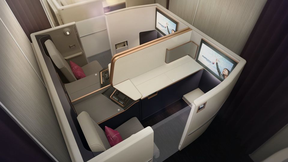 Malaysia Airlines' Airbus A350 first class, aka Business Suites.