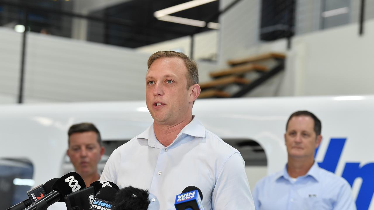 Deputy Premier Steven Miles at Sunshine Coast aerospace facility HeliMods. HeliMods has received assistance through the Palaszczuk Government's Jobs and Regional Growth Fund. Picture: Patrick Woods.
